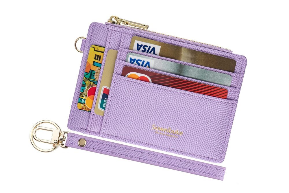 1271 Slim RFID Blocking Credit Card Case Holder Wristlet Zip Id Case Wallet